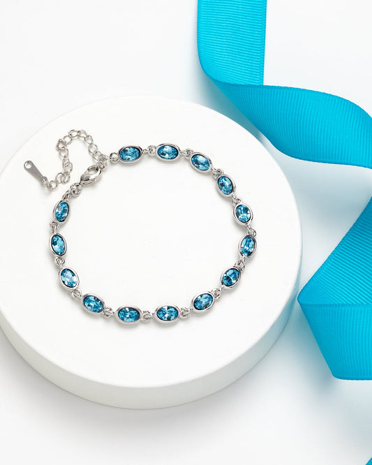 Aqua Swarovski Crystal Oval Tennis Bracelet