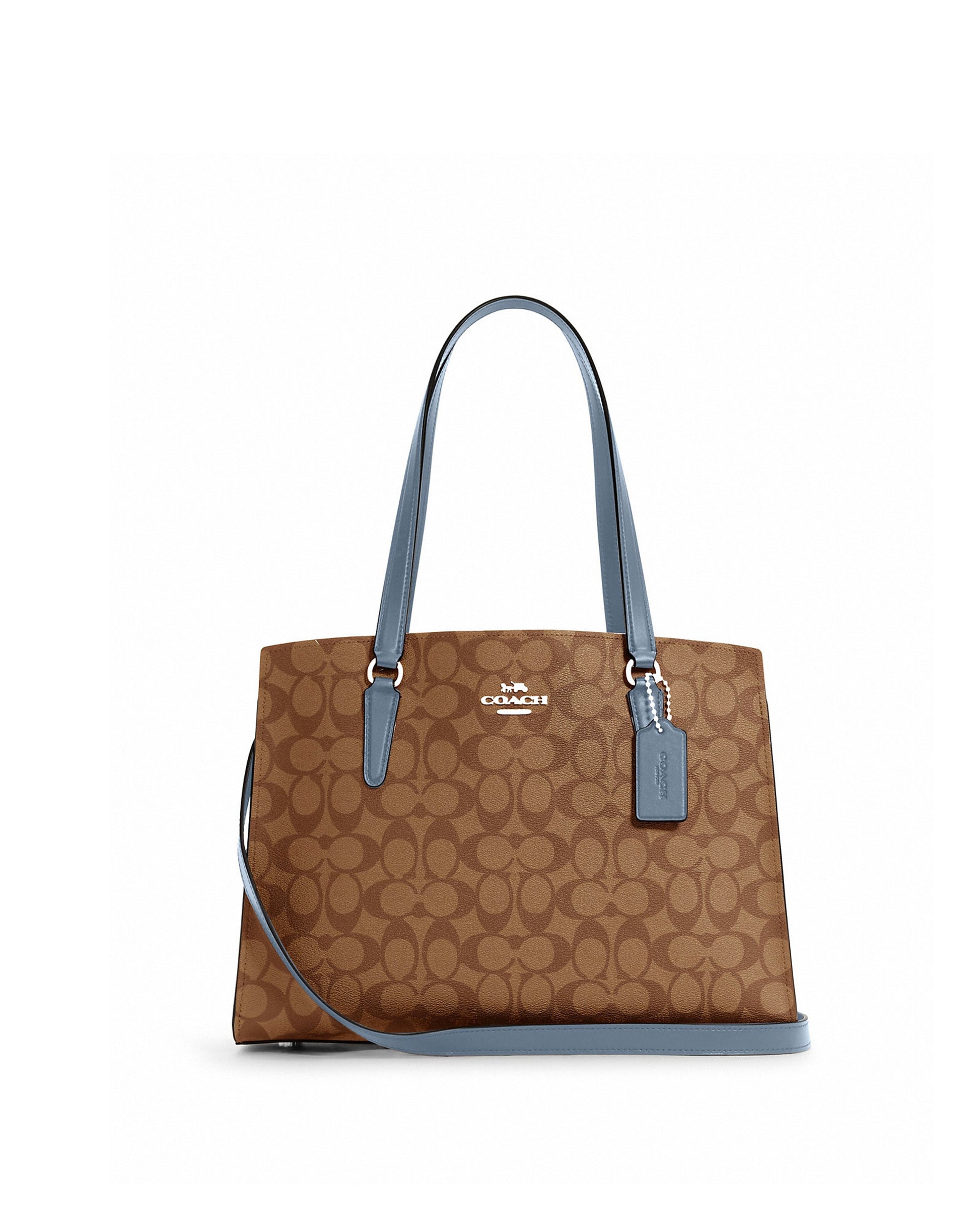 title:Coach Tatum Carryall In Signature Canvas;color:Khaki / Marble Blue