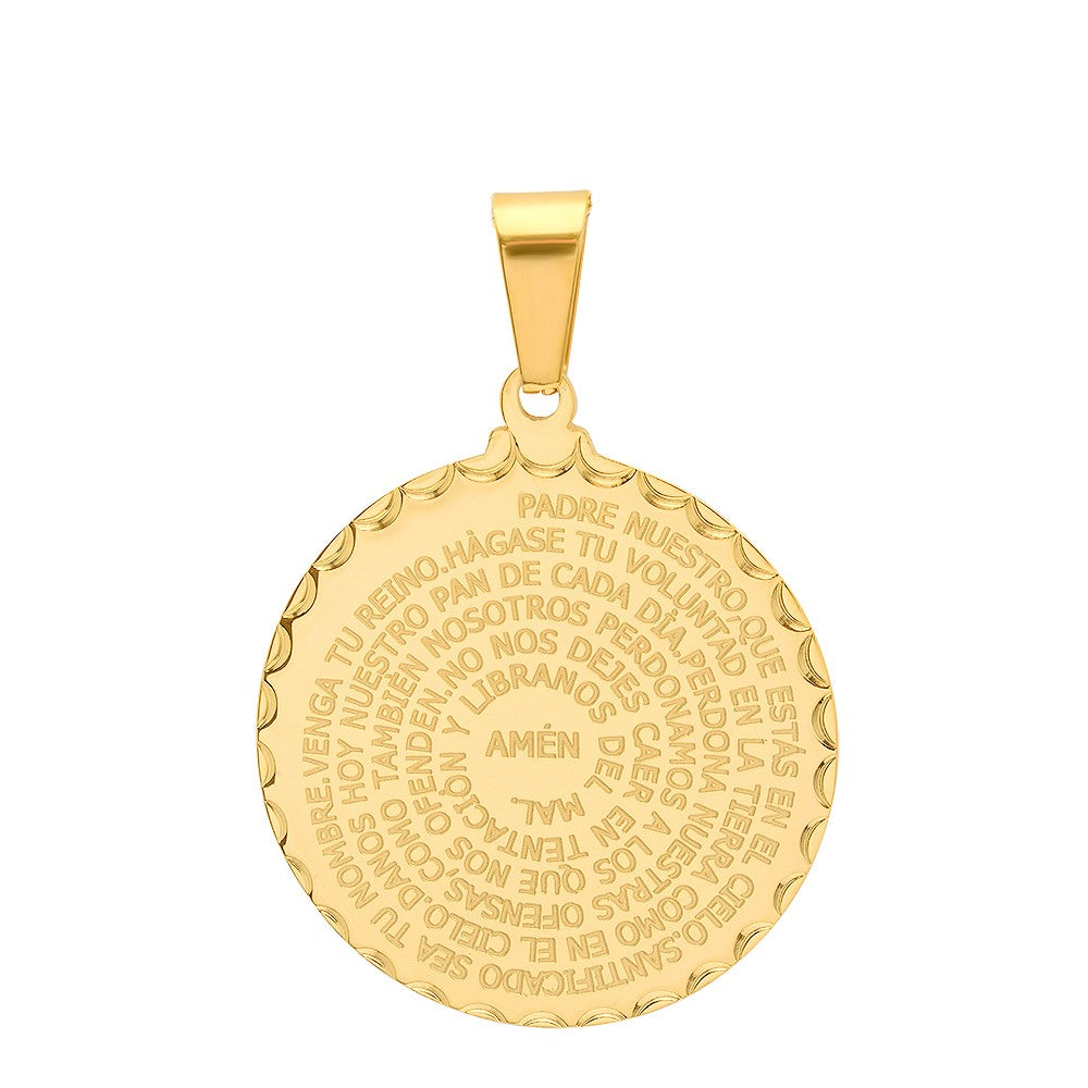 SteelTime Padre Nuestro Prayer Medallion Necklace