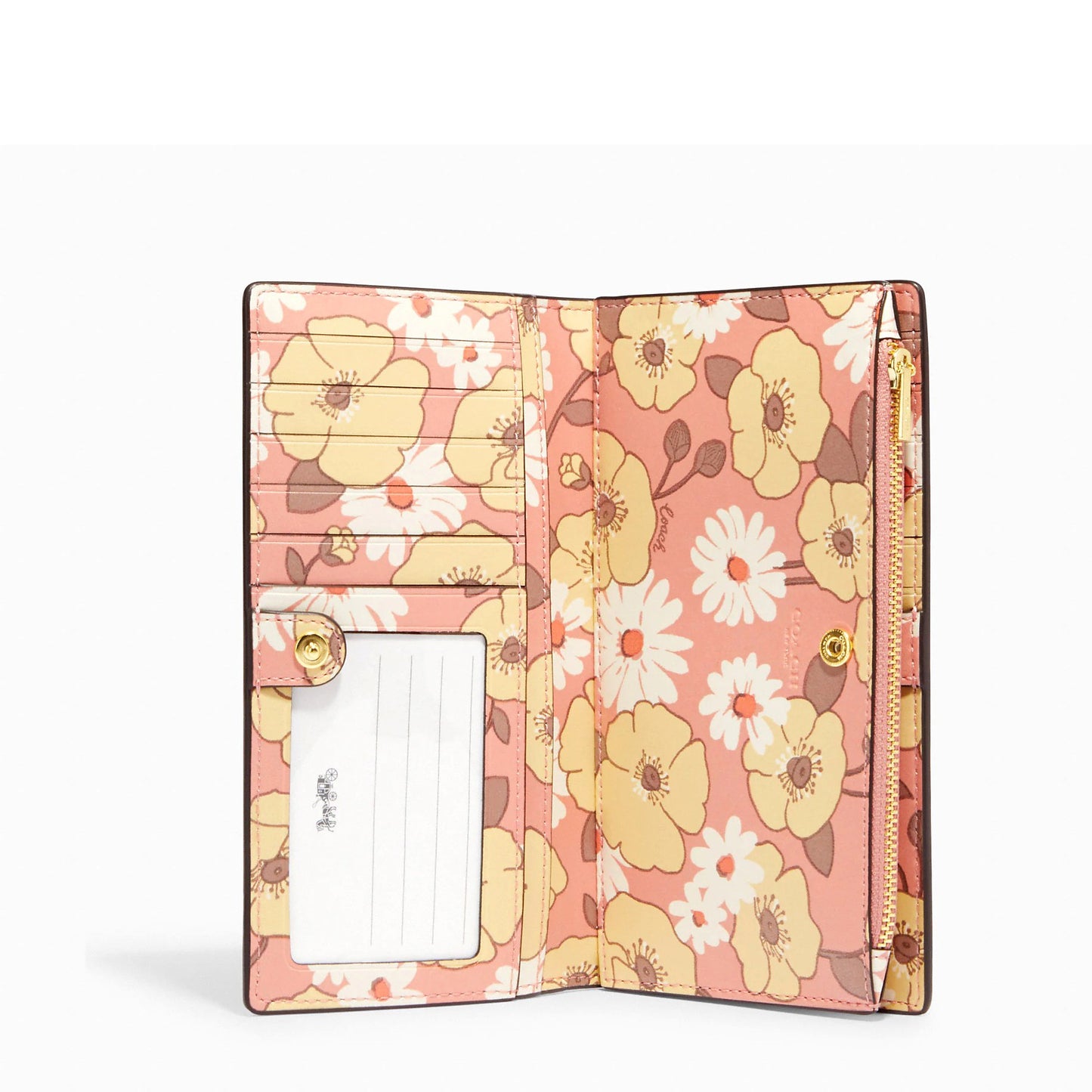 Coach Slim Zip Wallet With Floral Cluster Print Interior