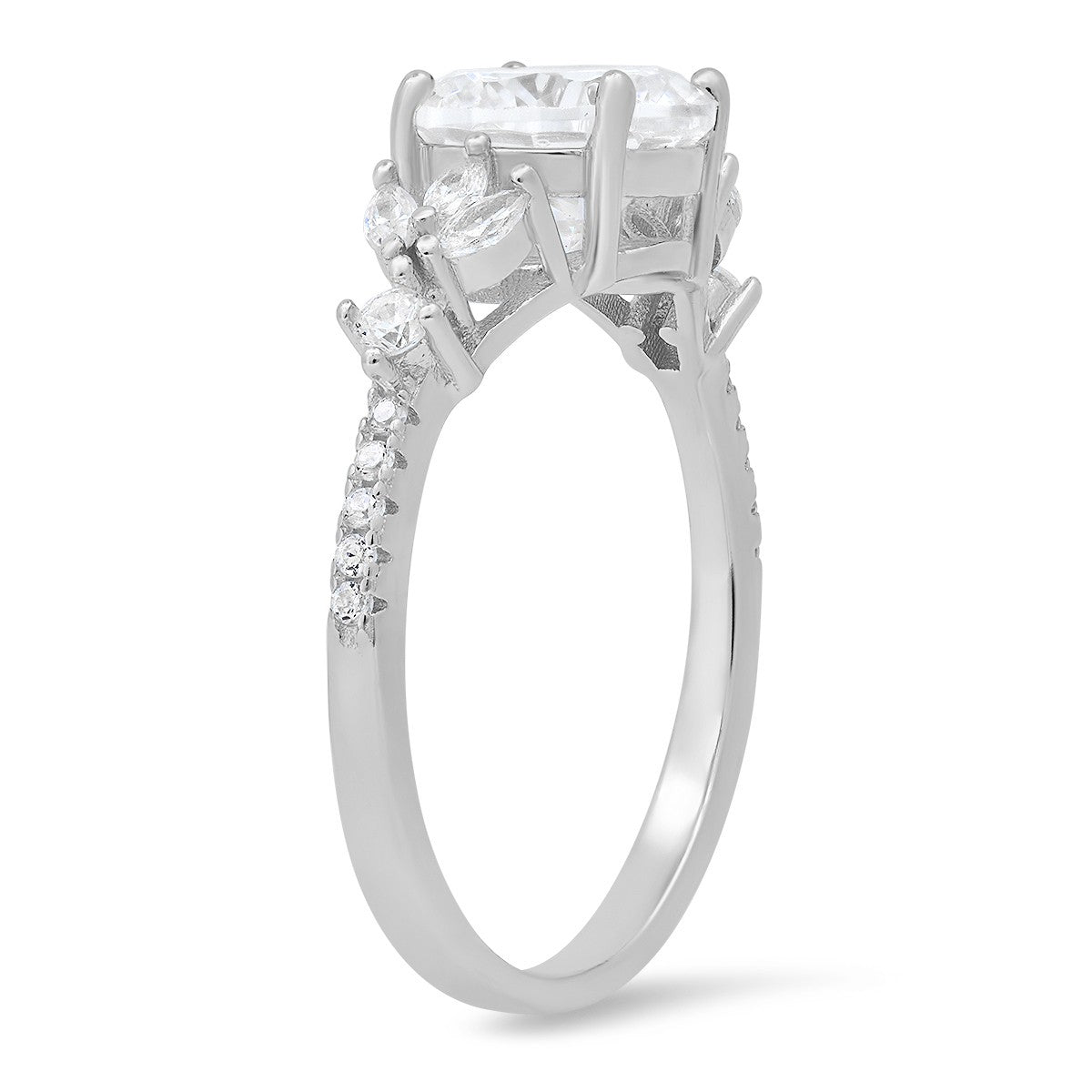 Sterling Silver Round & Marquise-cut CZ Ring