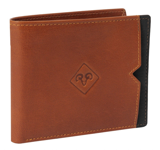 title:Jack Abrahams Bi-Fold RFID Front Pocket Wallet;color:Cognac/Black