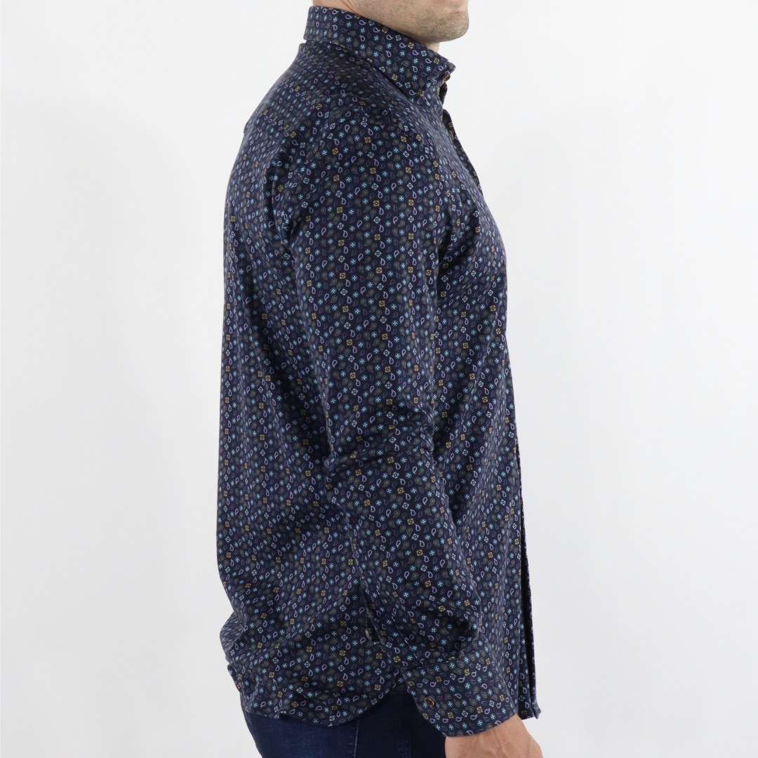 Max Colton James Shirt in Navy Print (Big & Tall)