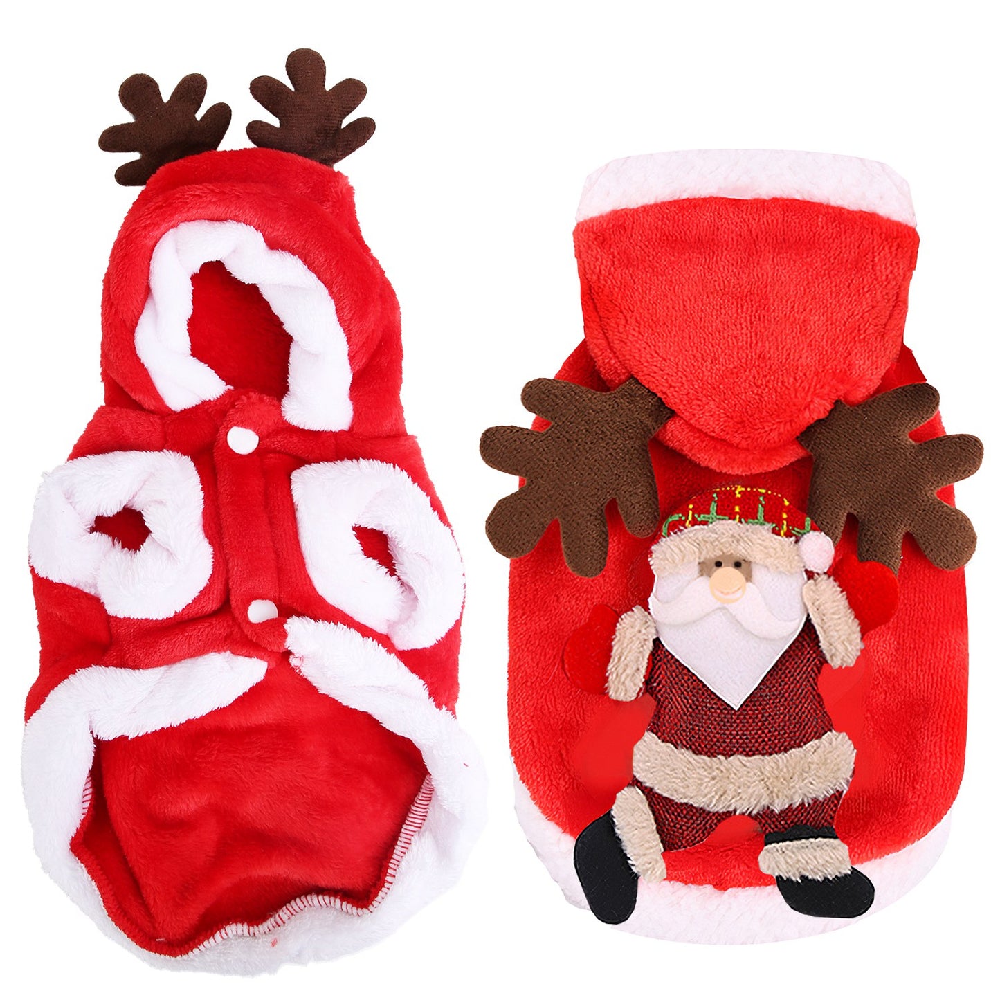 title:Fresh Fab Finds Pet Christmas Clothes Santa Claus Reindeer Antlers Costume Winter Outfit New Year Coat For Small Medium Dogs Cats Available in S/M/L/XL;color:Red