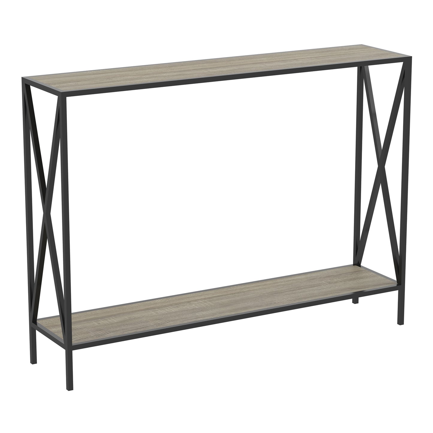 Safdie & Co. Console Table 39.5" Dark Taupe 1 Shelf Black Metal, Entryway or Sofa Table for Living Room