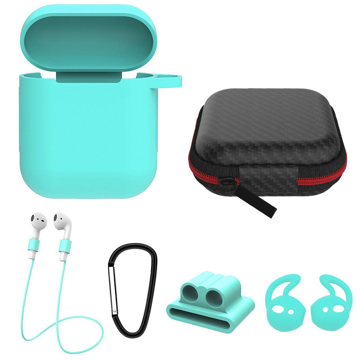 title:Silicone Case for Apple AirPod 1 2 AirPods Protective Cover Skin w/Strap Ear Hooks Watch Band Holder;color:Green