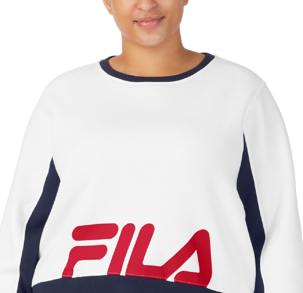 Fila Women's Calm Graphic Colorblocked Sweatshirt White Size 1X