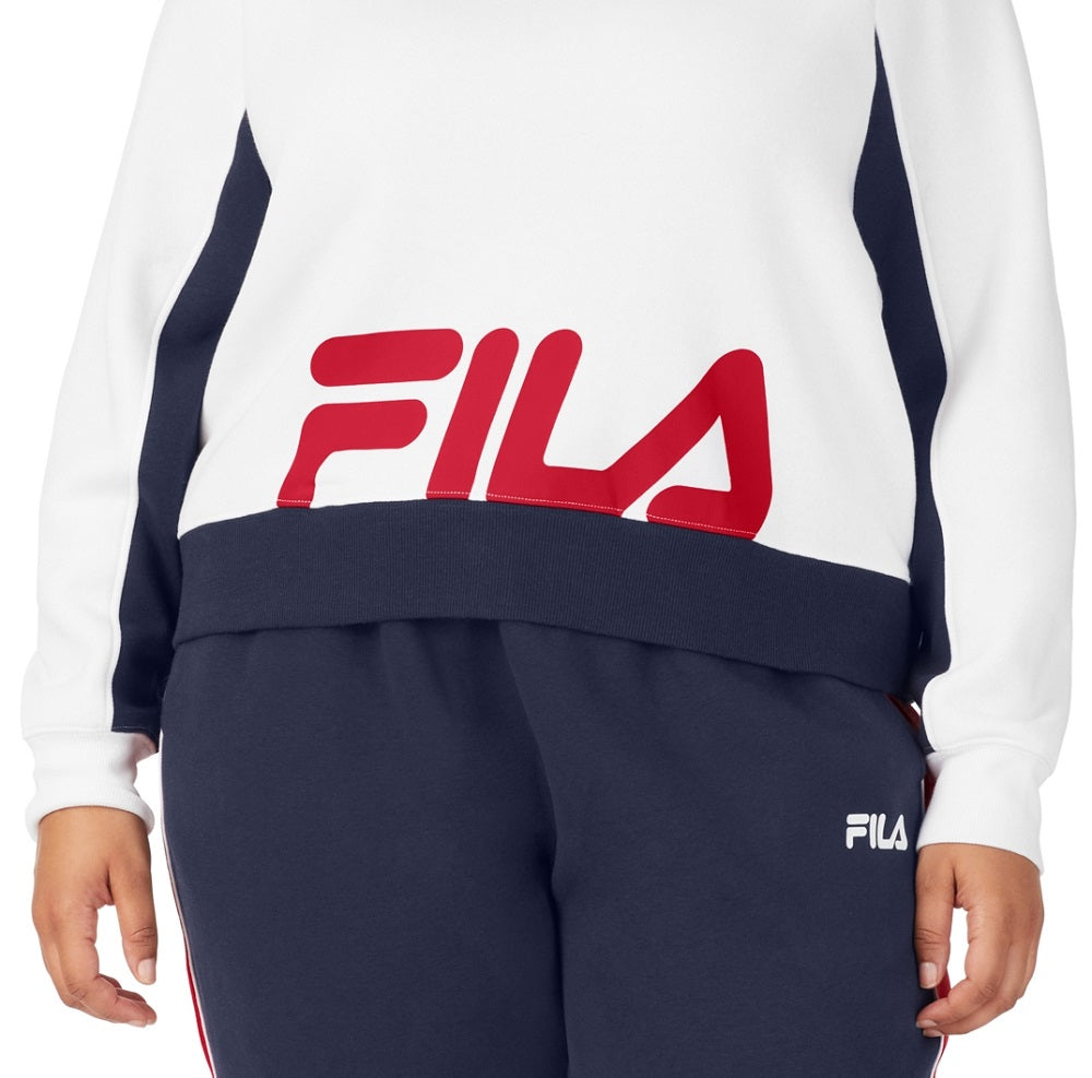 Fila Women's Calm Graphic Colorblocked Sweatshirt White Size 1X