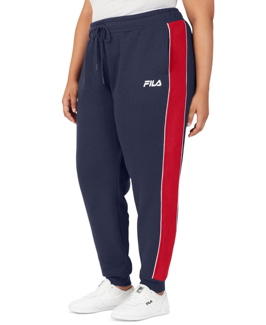 Fila Women's Vigor Mid Rise Colorblocked Fleece Joggers Blue Size 2X