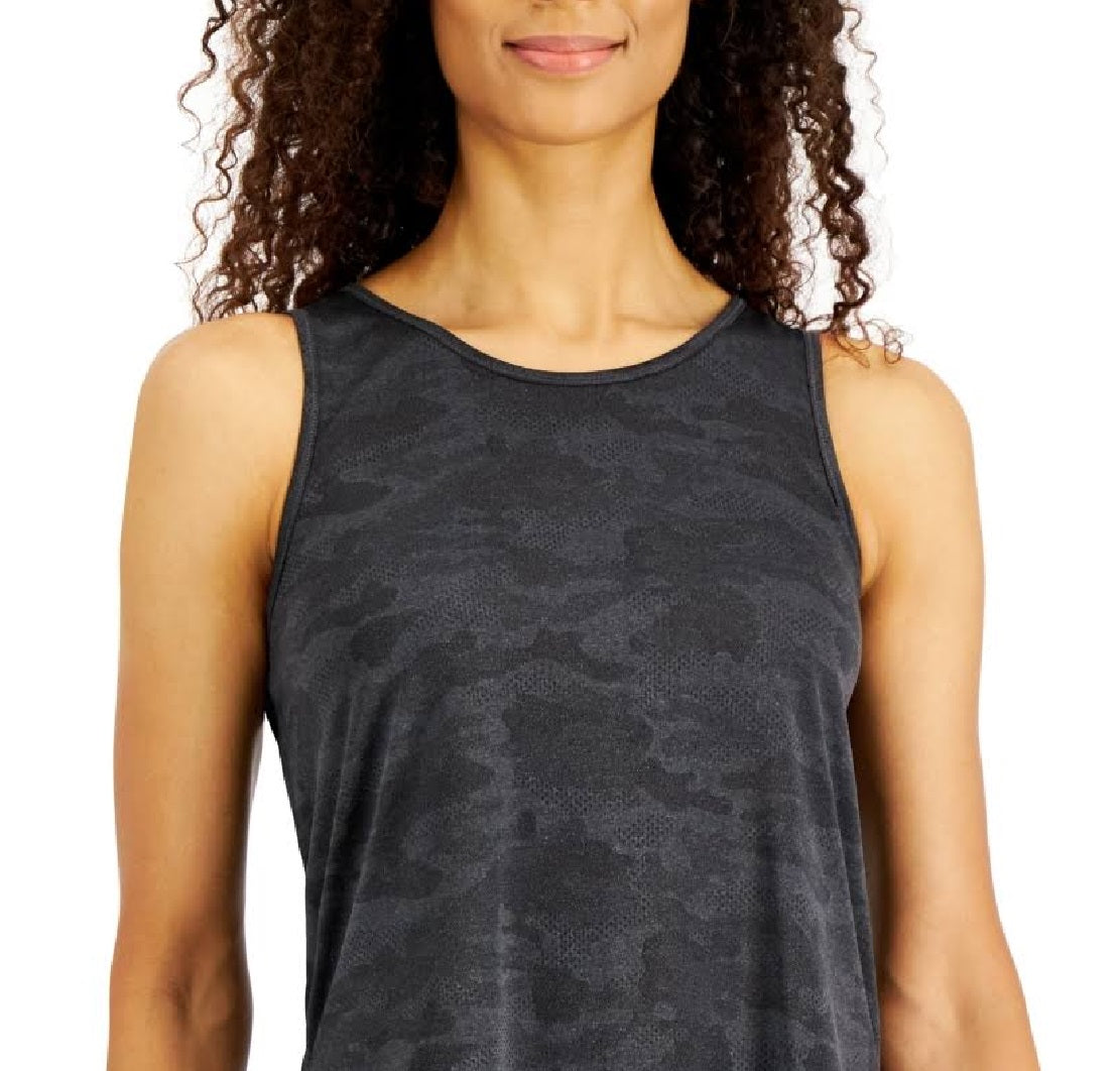 ID Ideology Women's Jacquard Camo Tank Top Black Size Large