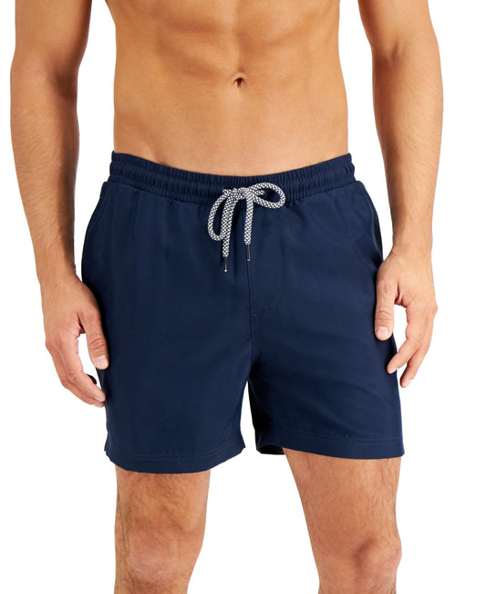 INC International Concepts Men's Regular Fit Quick Dry Solid 5 Swim Trunks Blue Size X-Large