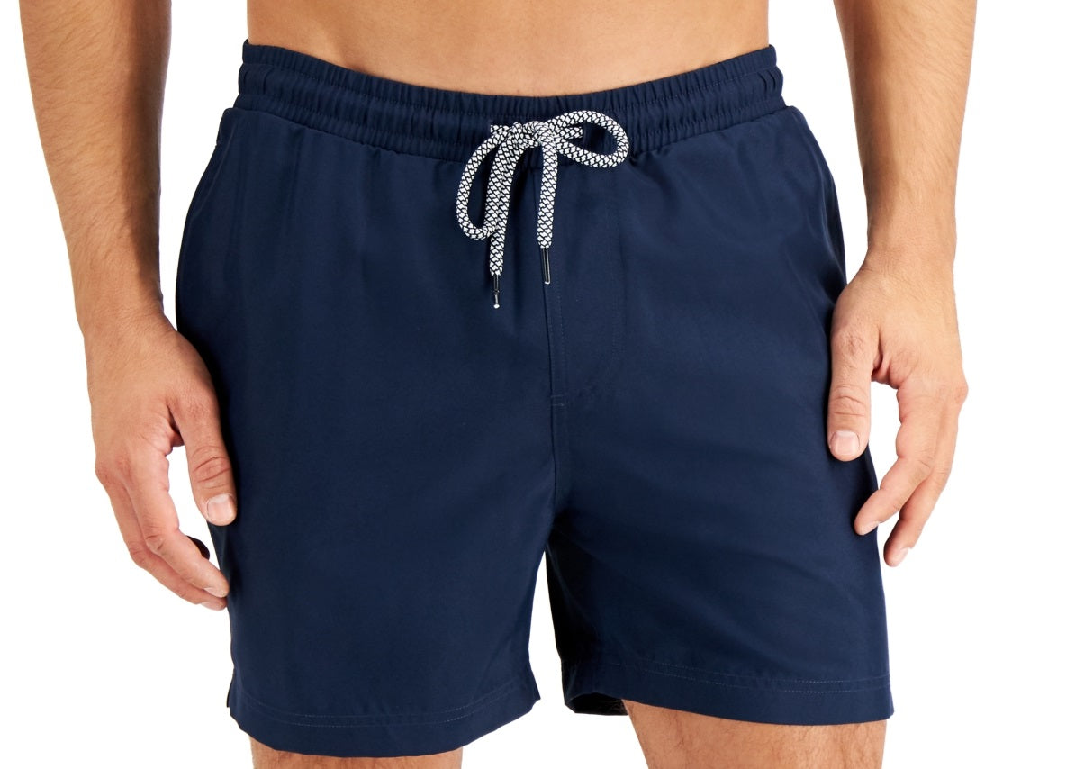 INC International Concepts Men's Regular Fit Quick Dry Swim Trunks Blue Size Large