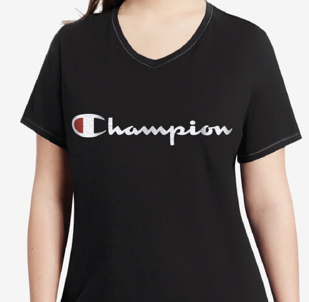 Champion Women's Logo T-Shirt Black Size 2X