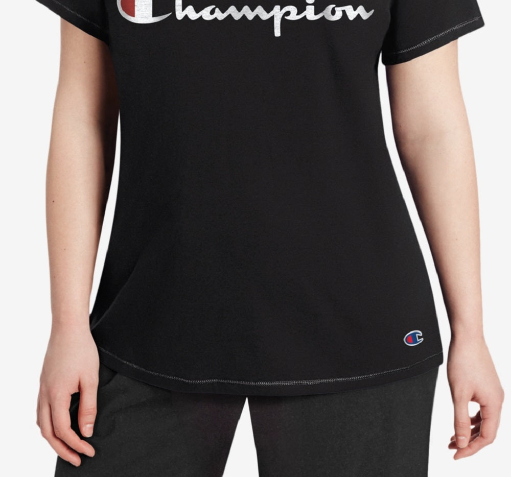 Champion Women's Logo T-Shirt Black Size 2X