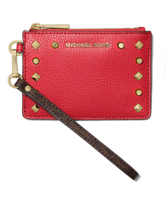 title:Michael Kors Women's Crimson Signature Jet Set Small Coin Purse;color:Crimson