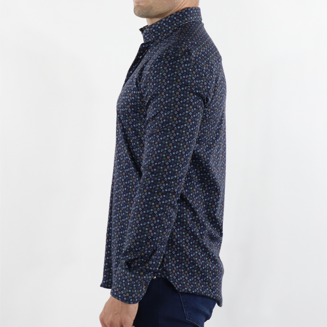 Max Colton James Shirt in Navy Print (Big & Tall)