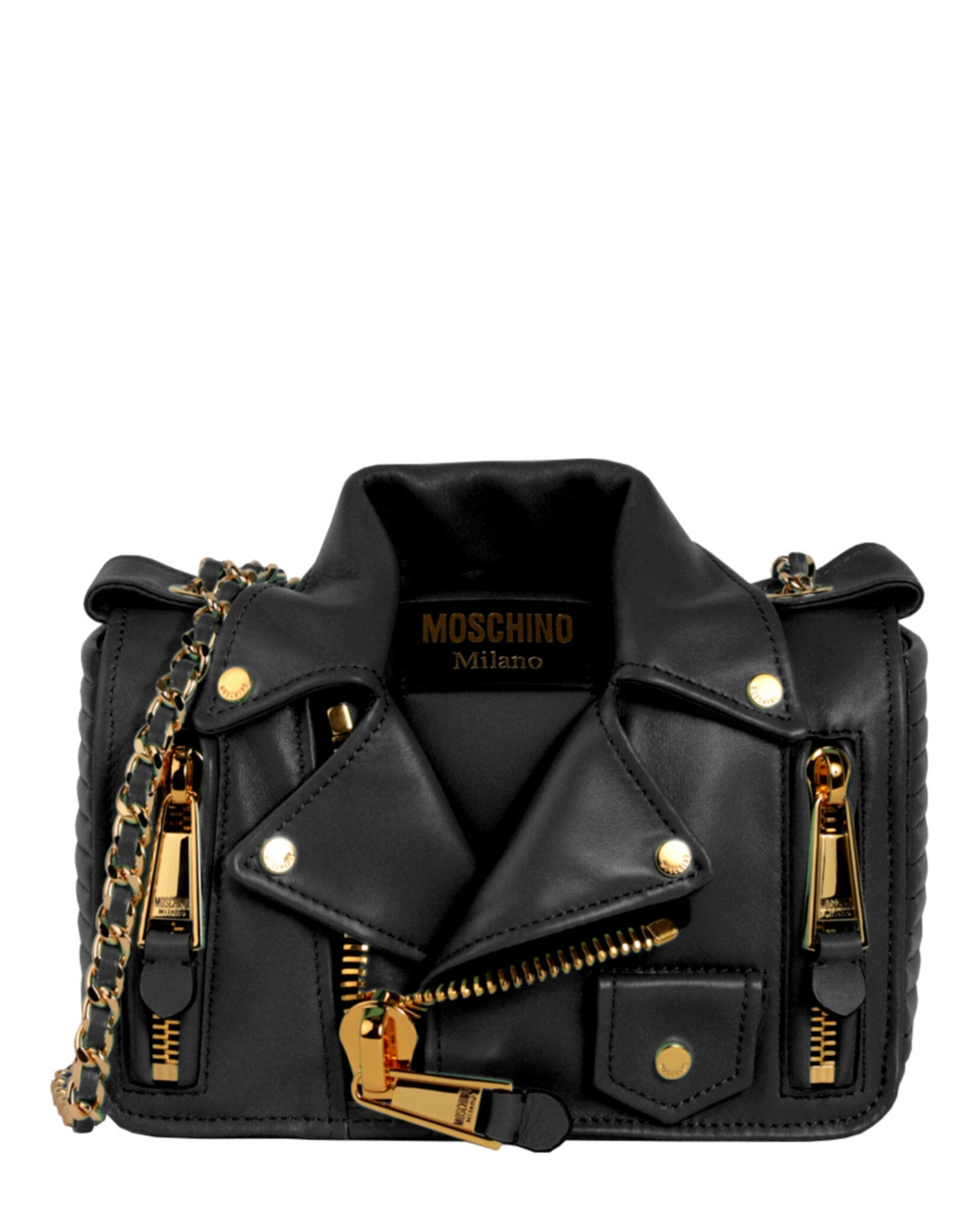 title:Leather Jacket Shoulder Bag;color:Black