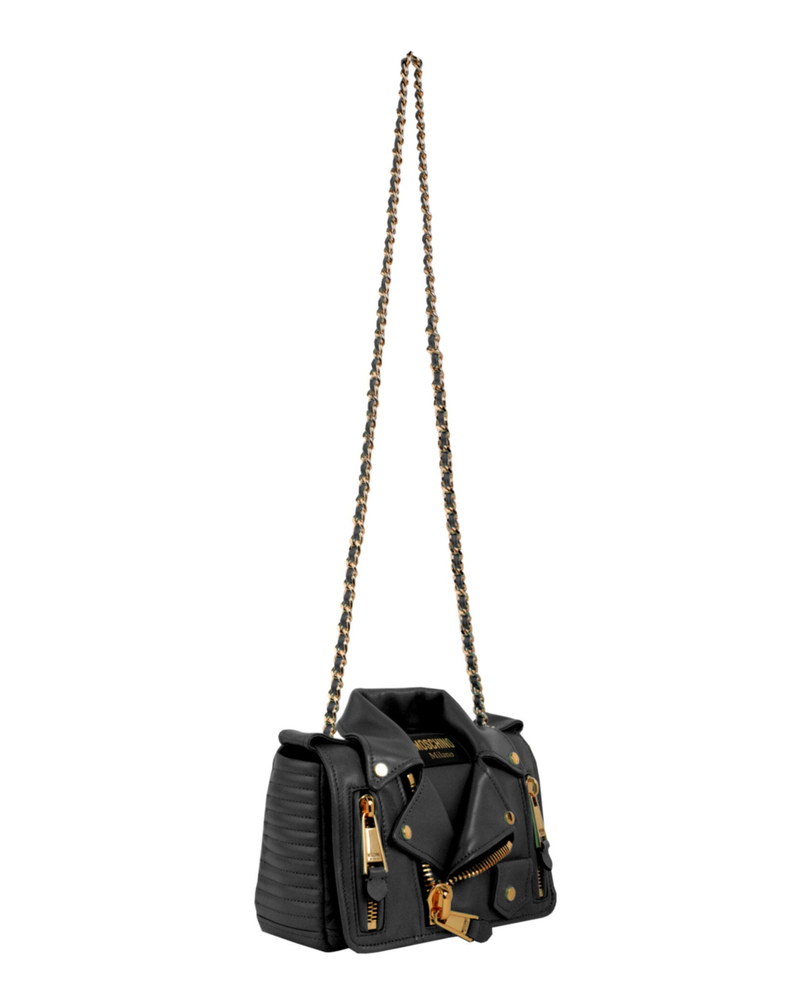 title:Leather Jacket Shoulder Bag;color:Black