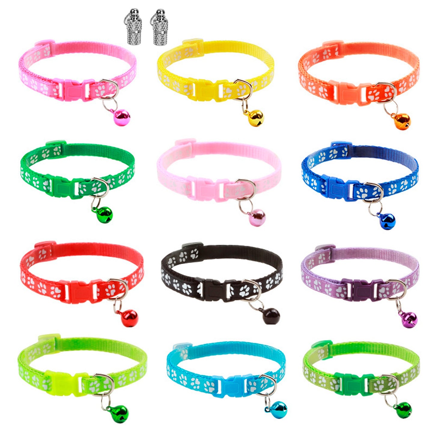 title:Fresh Fab Finds Cat Collar Adjustable Kitten Collar Pet Collar with Bell Name Tag Safety Buckle Collar;color:Multi