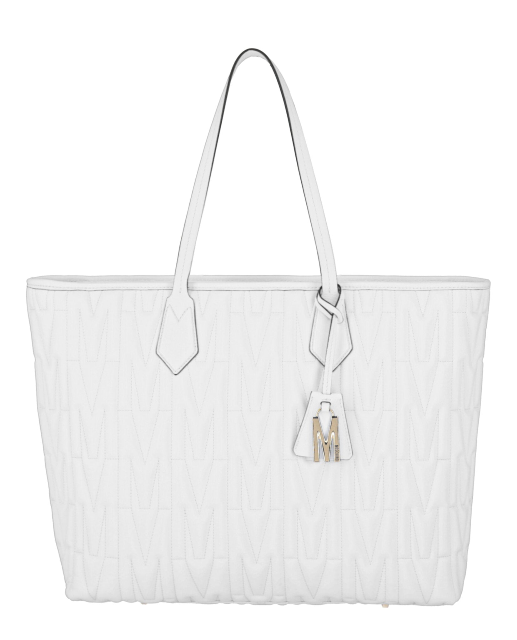 title:M-Quilted Leather Tote;color:White