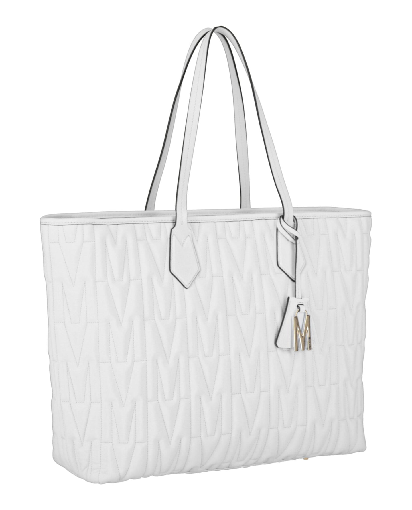 title:M-Quilted Leather Tote;color:White