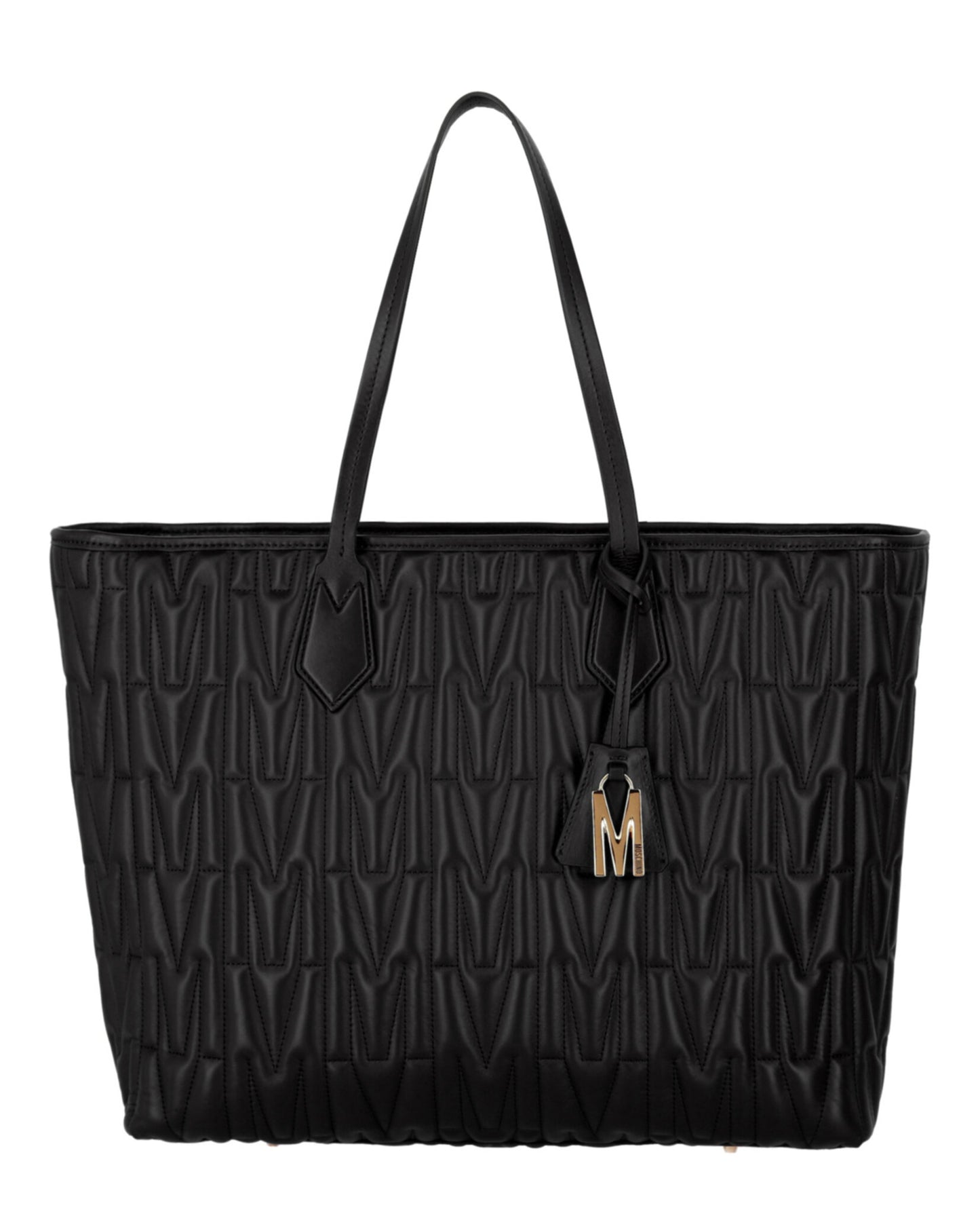 title:M-Quilted Leather Tote;color:Fantasy Print Black