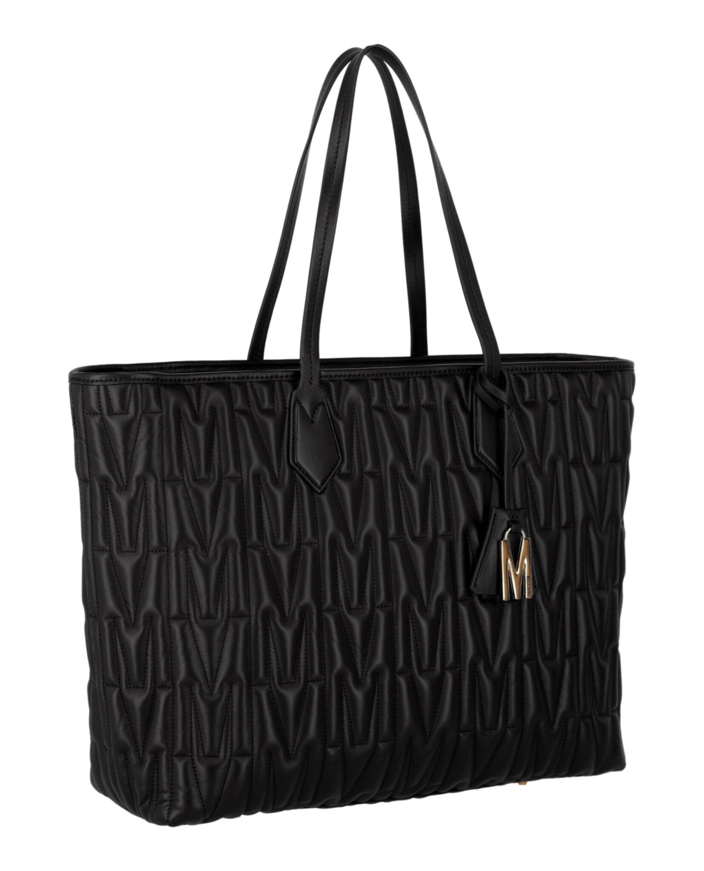 title:M-Quilted Leather Tote;color:Fantasy Print Black