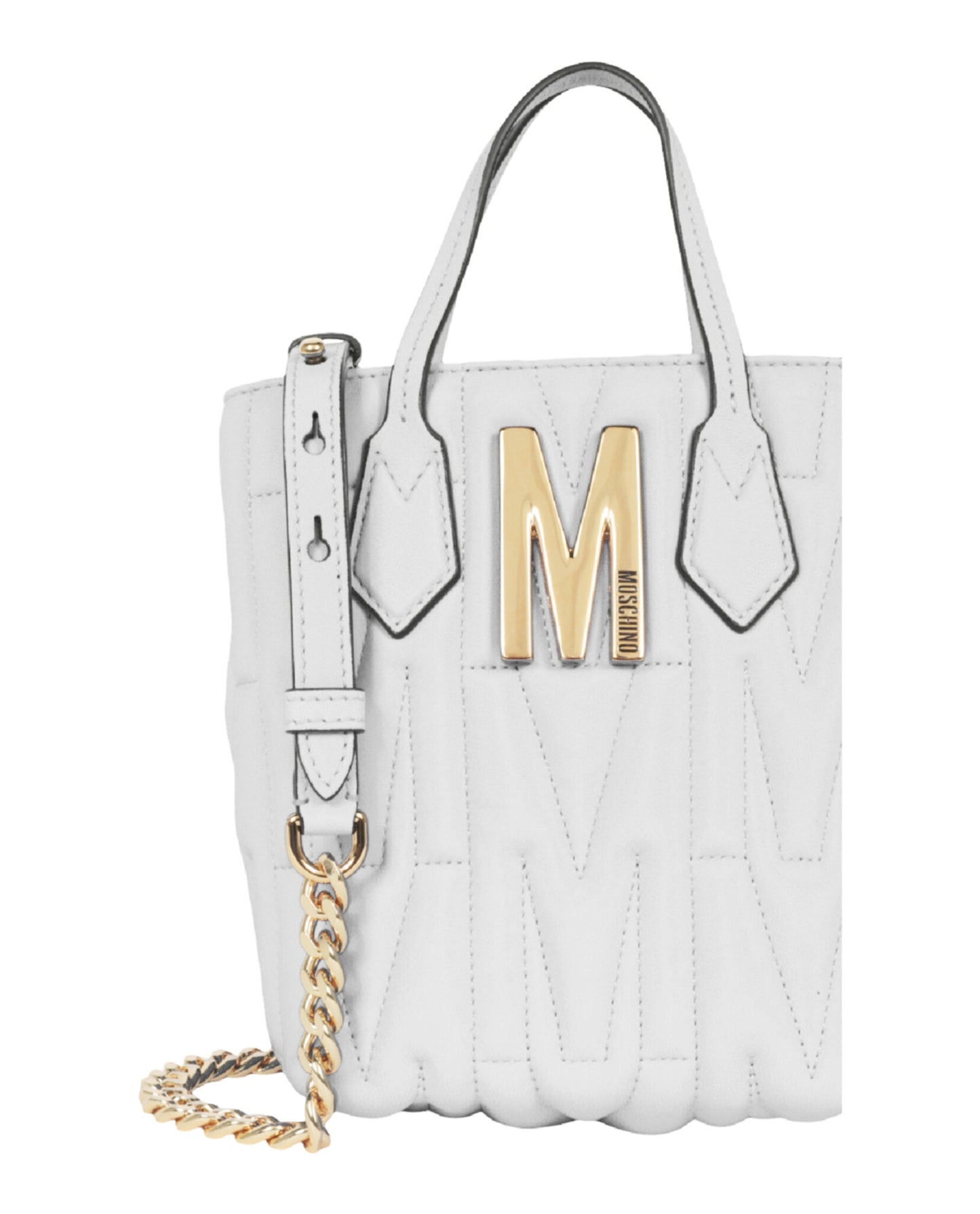 title:Quilted Monogram Shoulder Bag;color:White