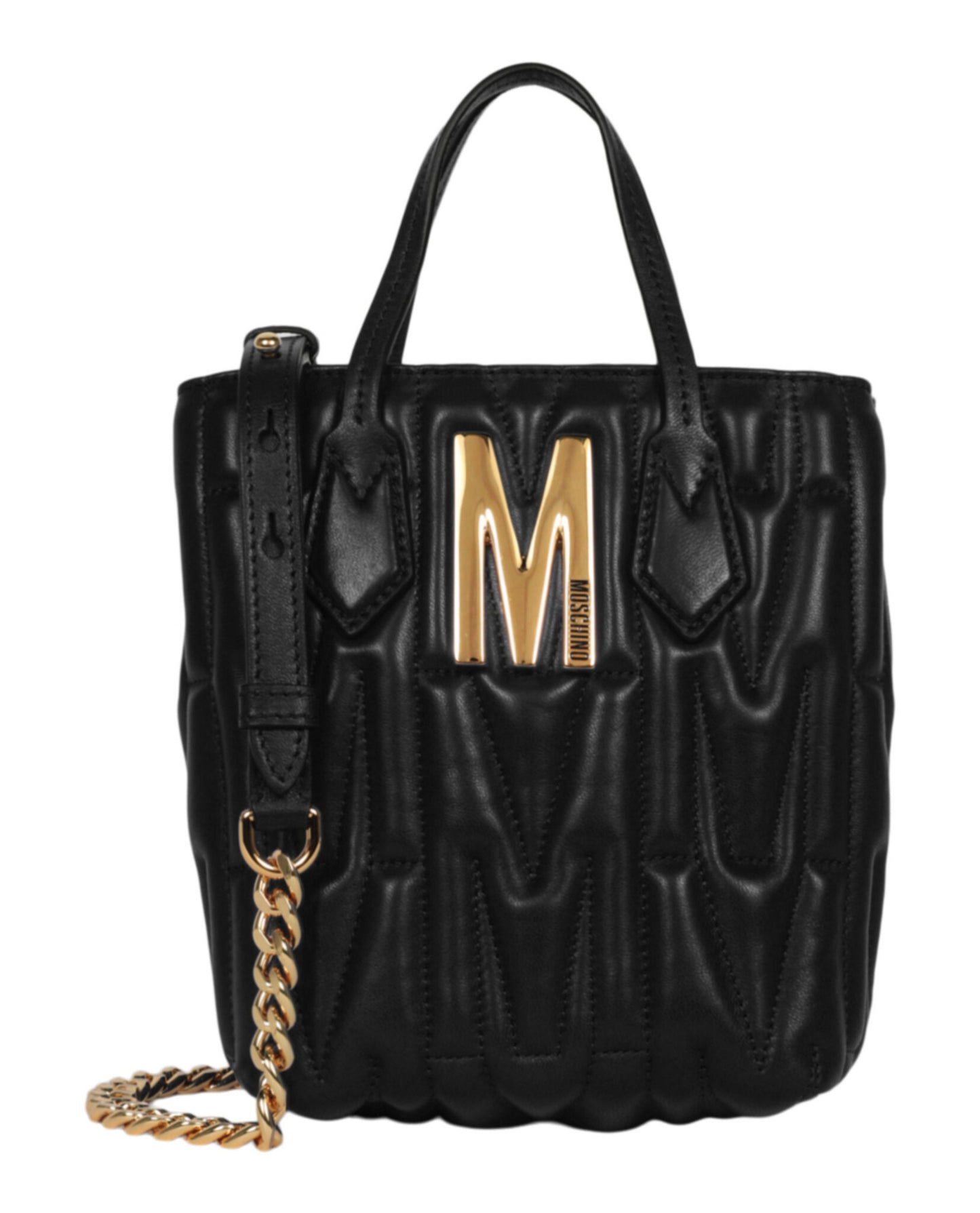 title:Quilted Monogram Shoulder Bag;color:Black