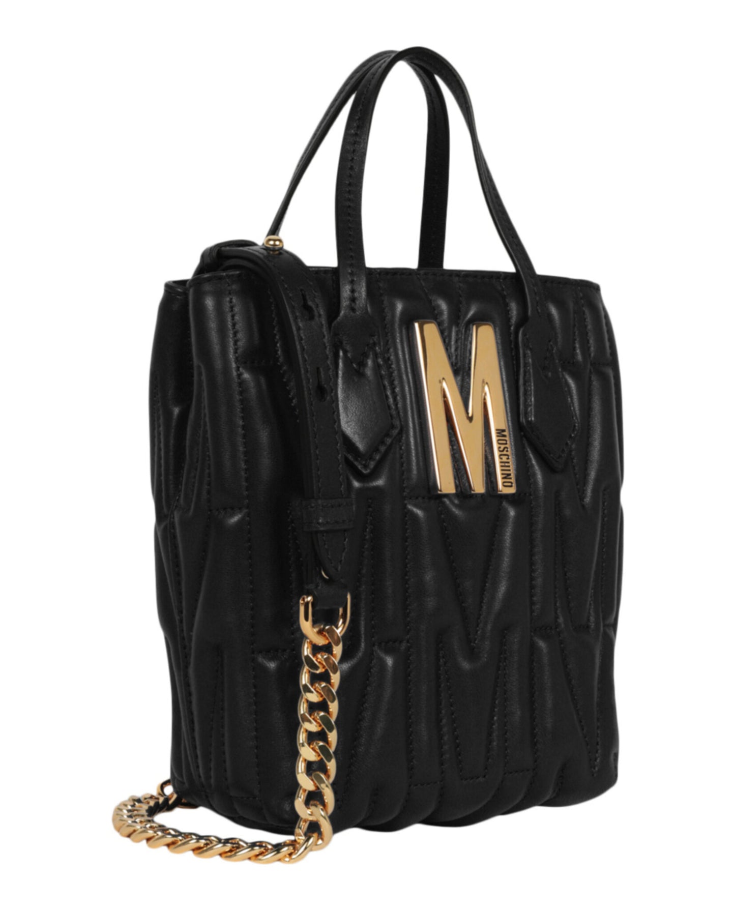 title:Quilted Monogram Shoulder Bag;color:Black