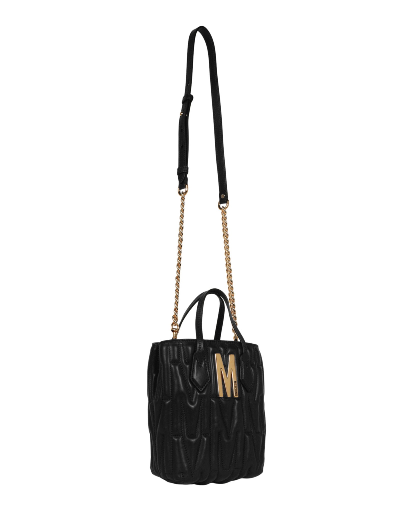 title:Quilted Monogram Shoulder Bag;color:Black