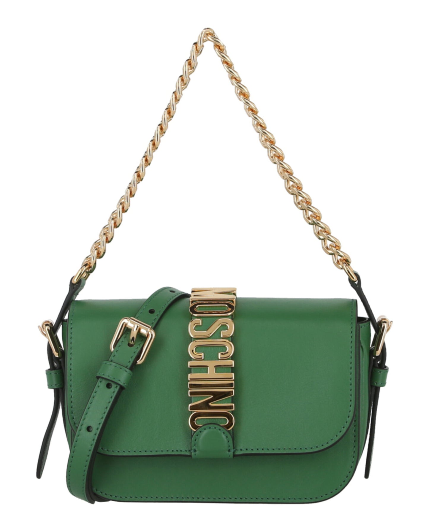 title:Moschino Logo Shoulder Bag;color:Green