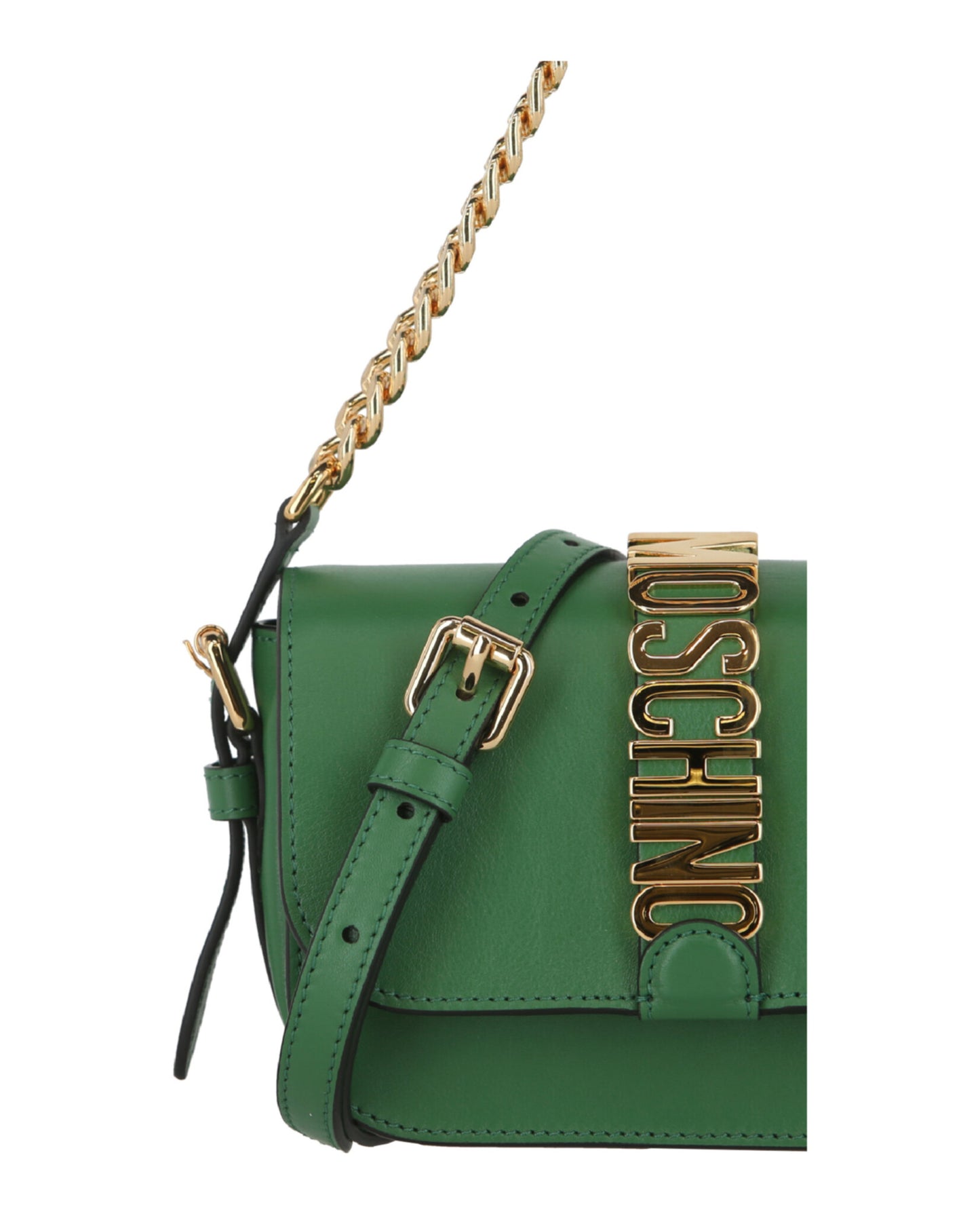 title:Moschino Logo Shoulder Bag;color:Green