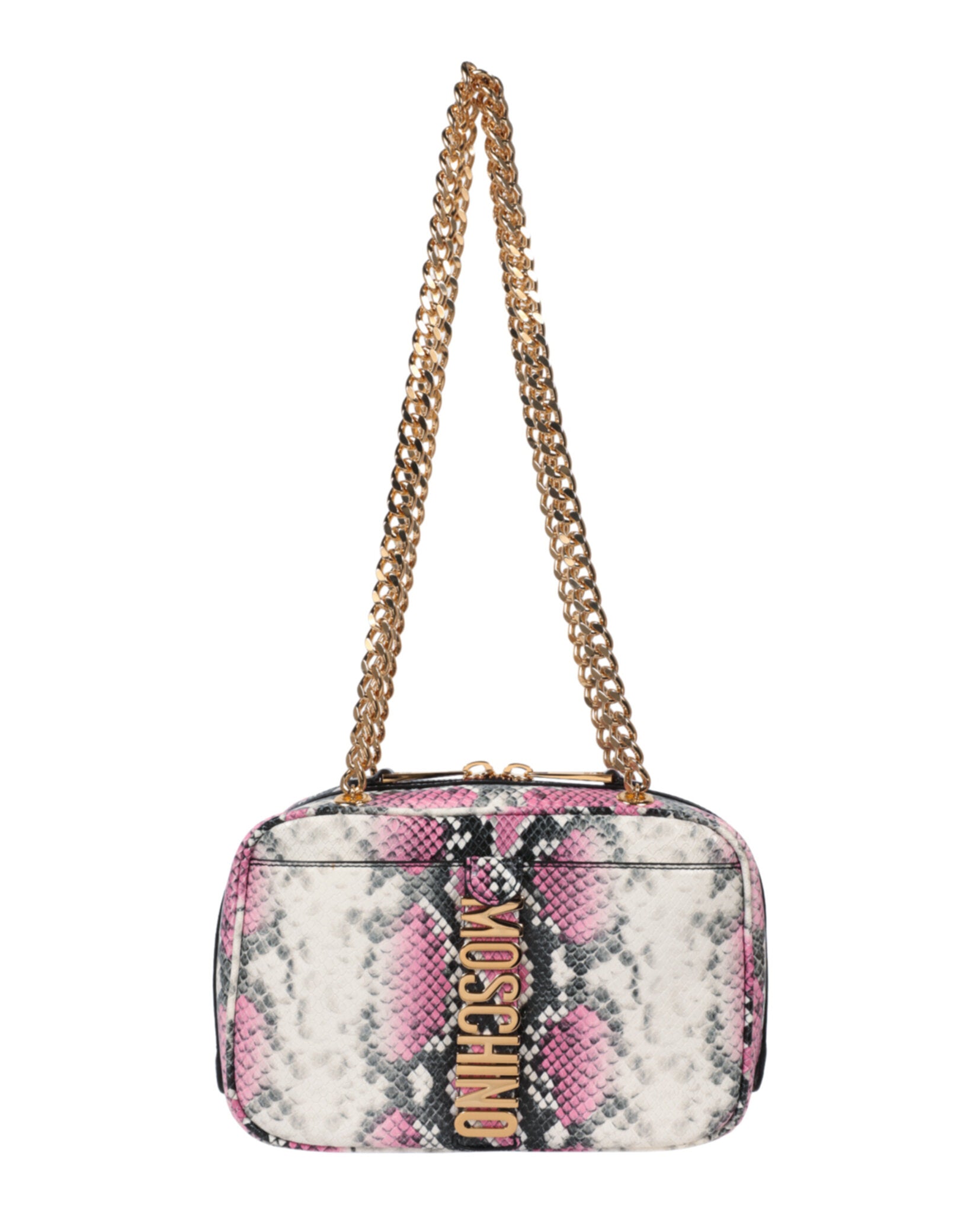 title:Moschino Snakeskin Print Shoulder Bag;color:Fantasy Pink