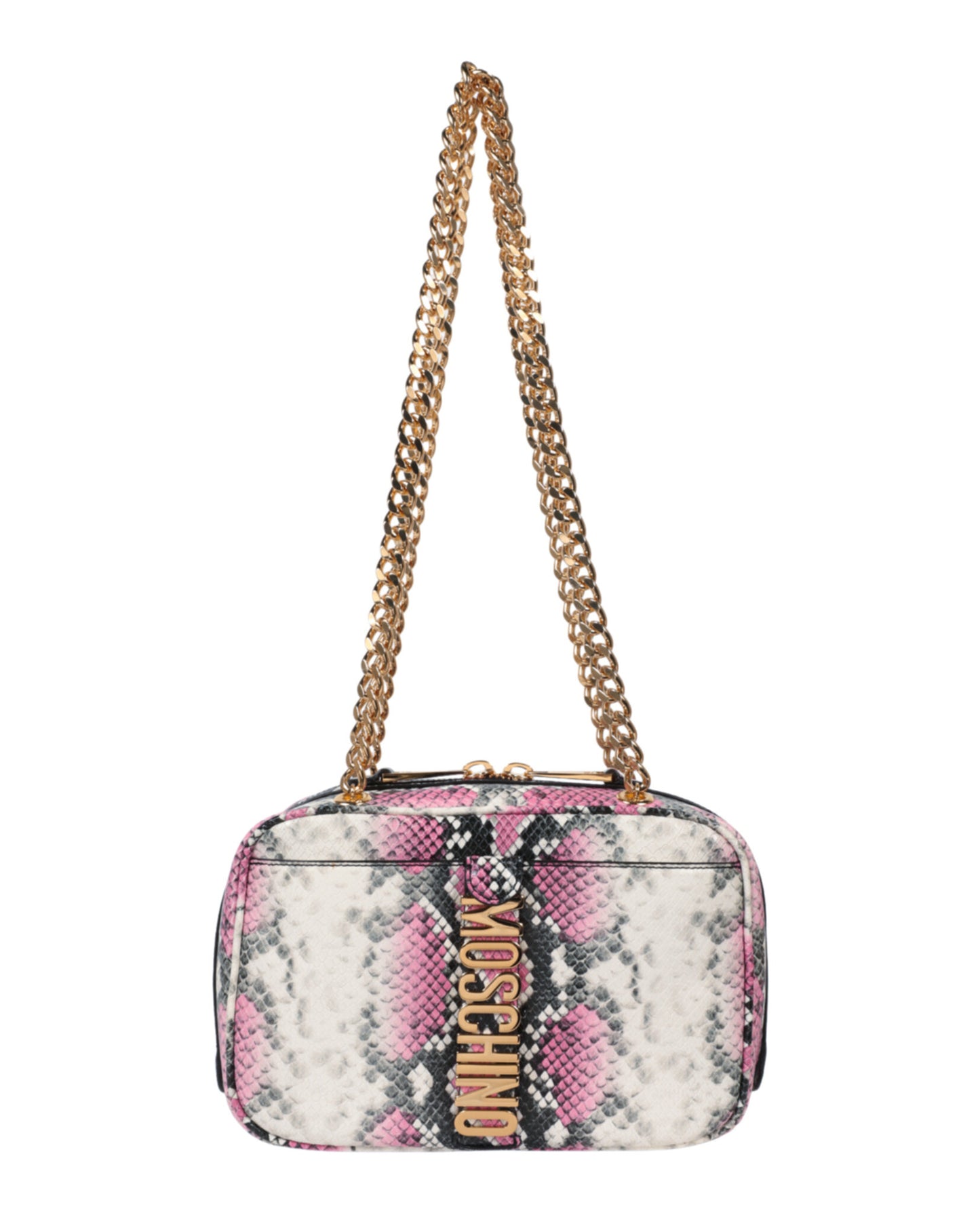 title:Moschino Snakeskin Print Shoulder Bag;color:Fantasy Pink