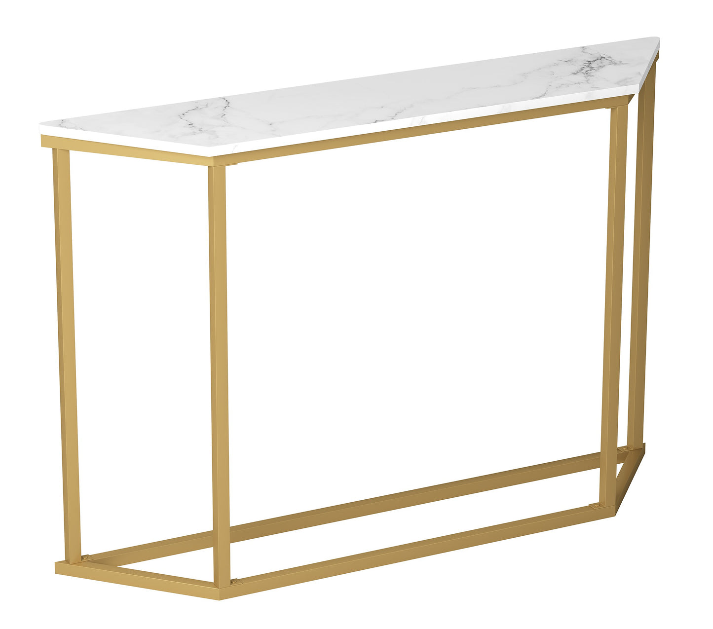 Safdie & Co. Console Table 44" Marble Gold Metal, Entryway or Sofa Table for Living Room