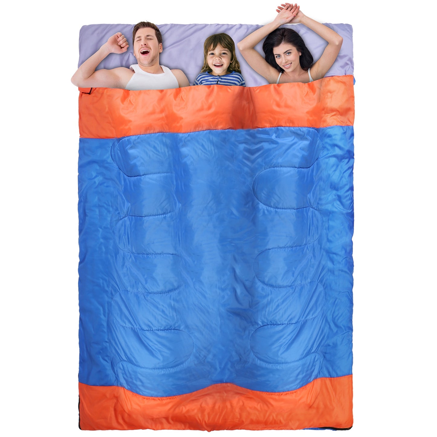 title:3 People Sleeping Bag for Adult Kids Lightweight Water Resistant Camping Cotton Liner Cold Warm Weather Indoor Outdoor Use 3 Season with Sack for Spri;color:Blue