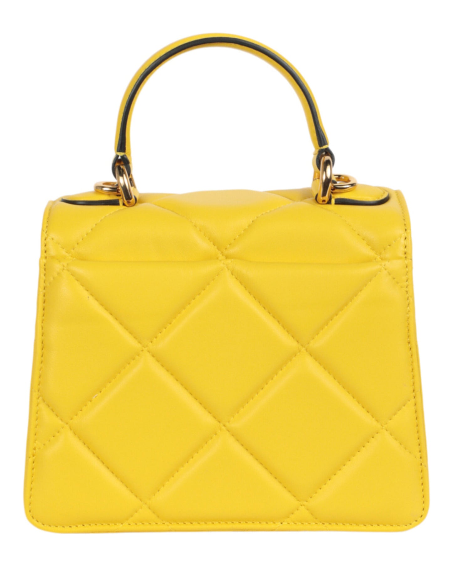 title:Moschino Heart Studs Quilted Shoulder Bag;color:Yellow Square