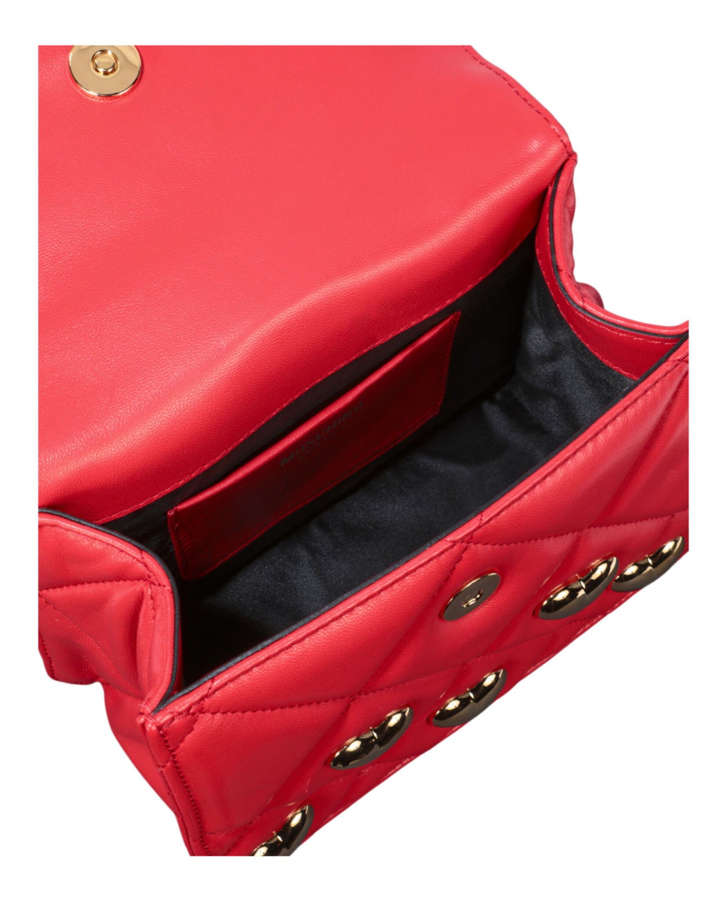 title:Moschino Heart Studs Quilted Shoulder Bag;color:Red square