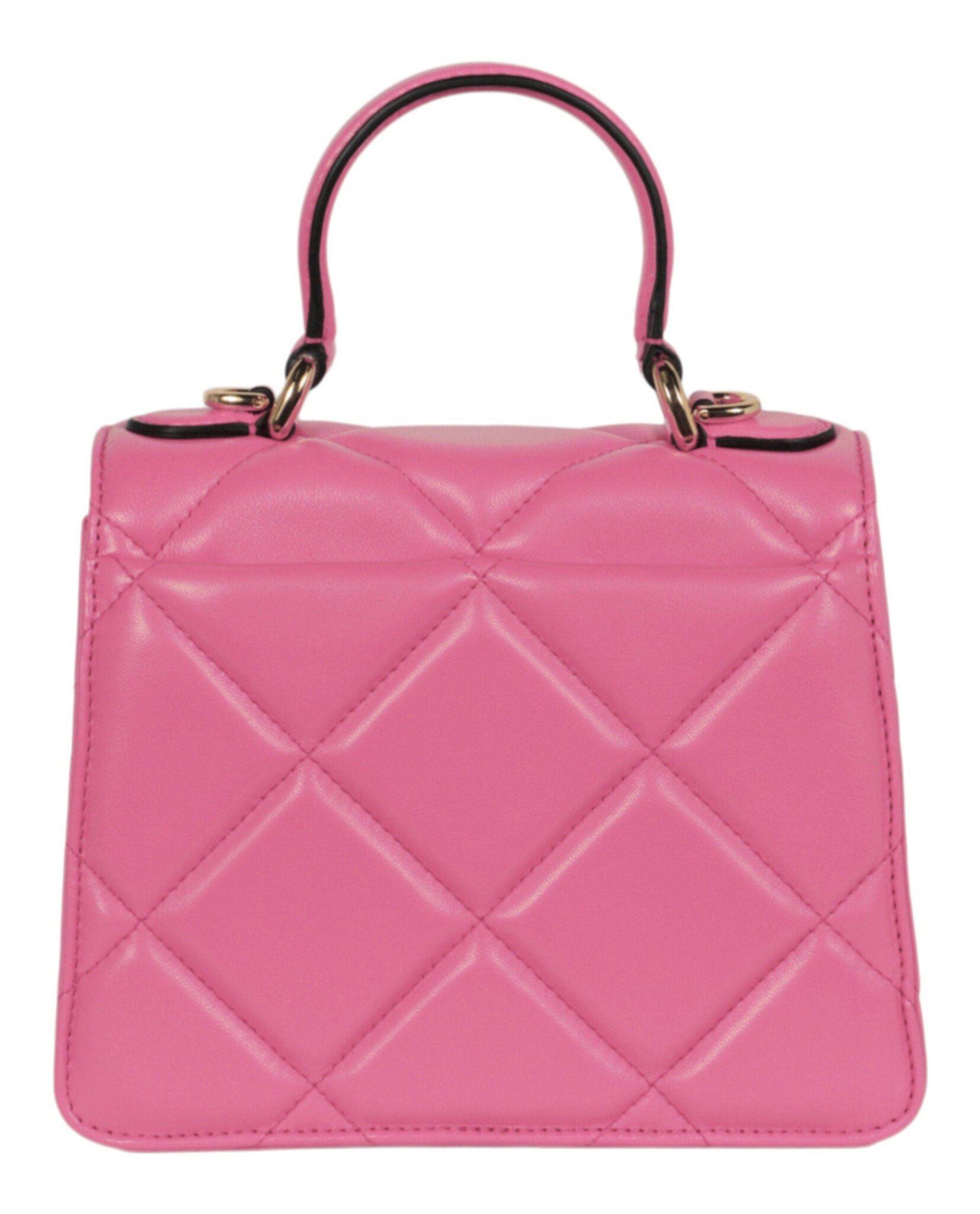 title:Moschino Heart Studs Quilted Shoulder Bag;color:Fuchsia Square