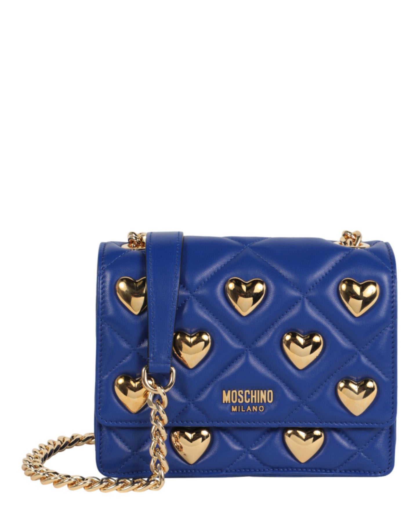 title:Heart Studs Quilted Crossbody Bag;color:Blue