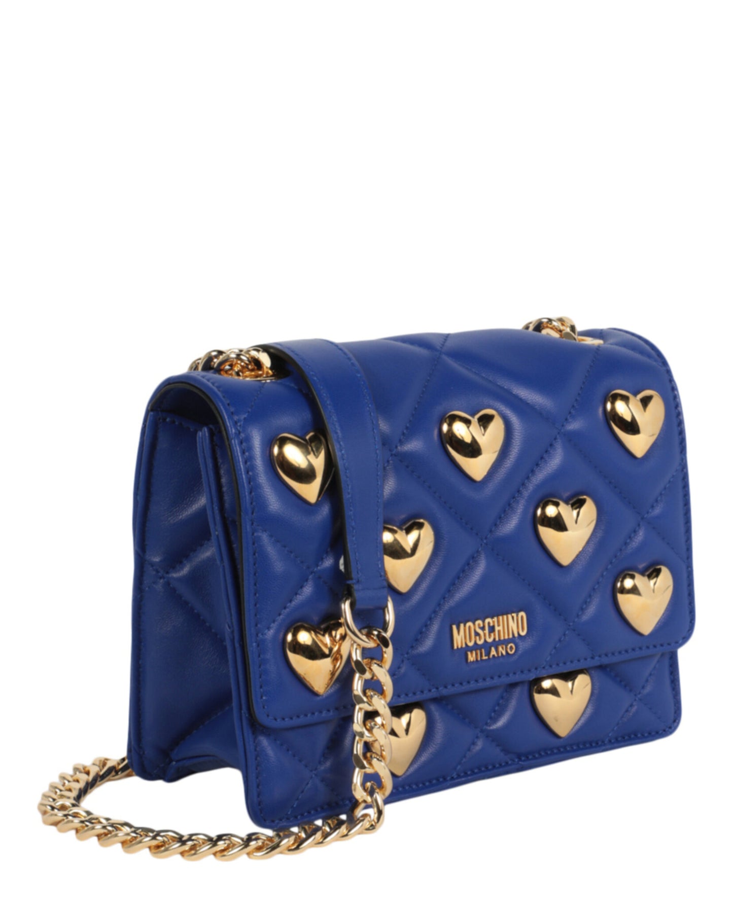 title:Heart Studs Quilted Crossbody Bag;color:Blue