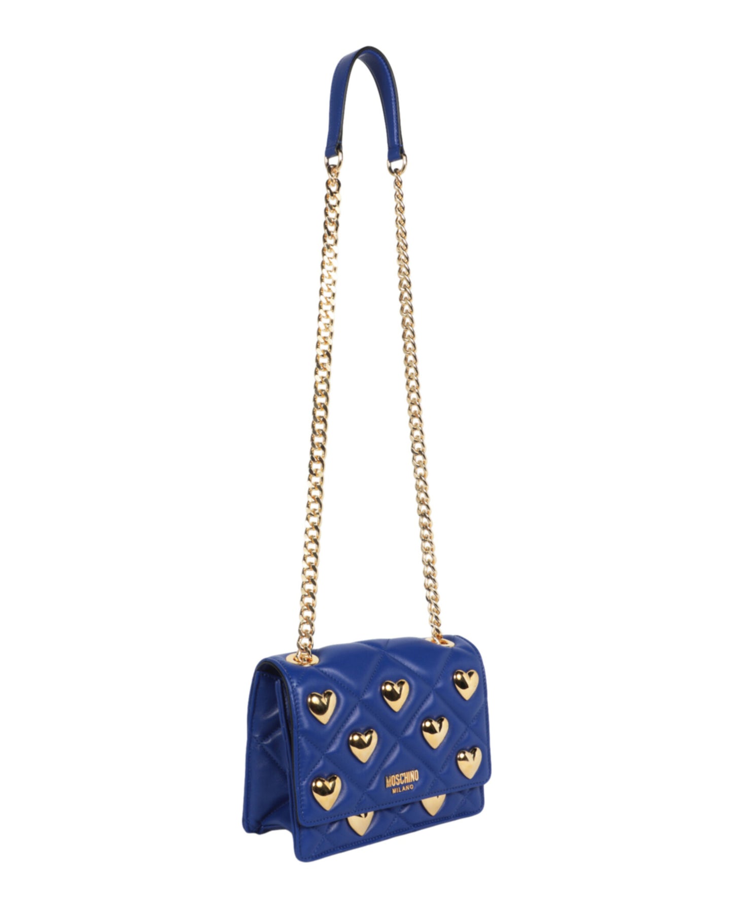 title:Heart Studs Quilted Crossbody Bag;color:Blue