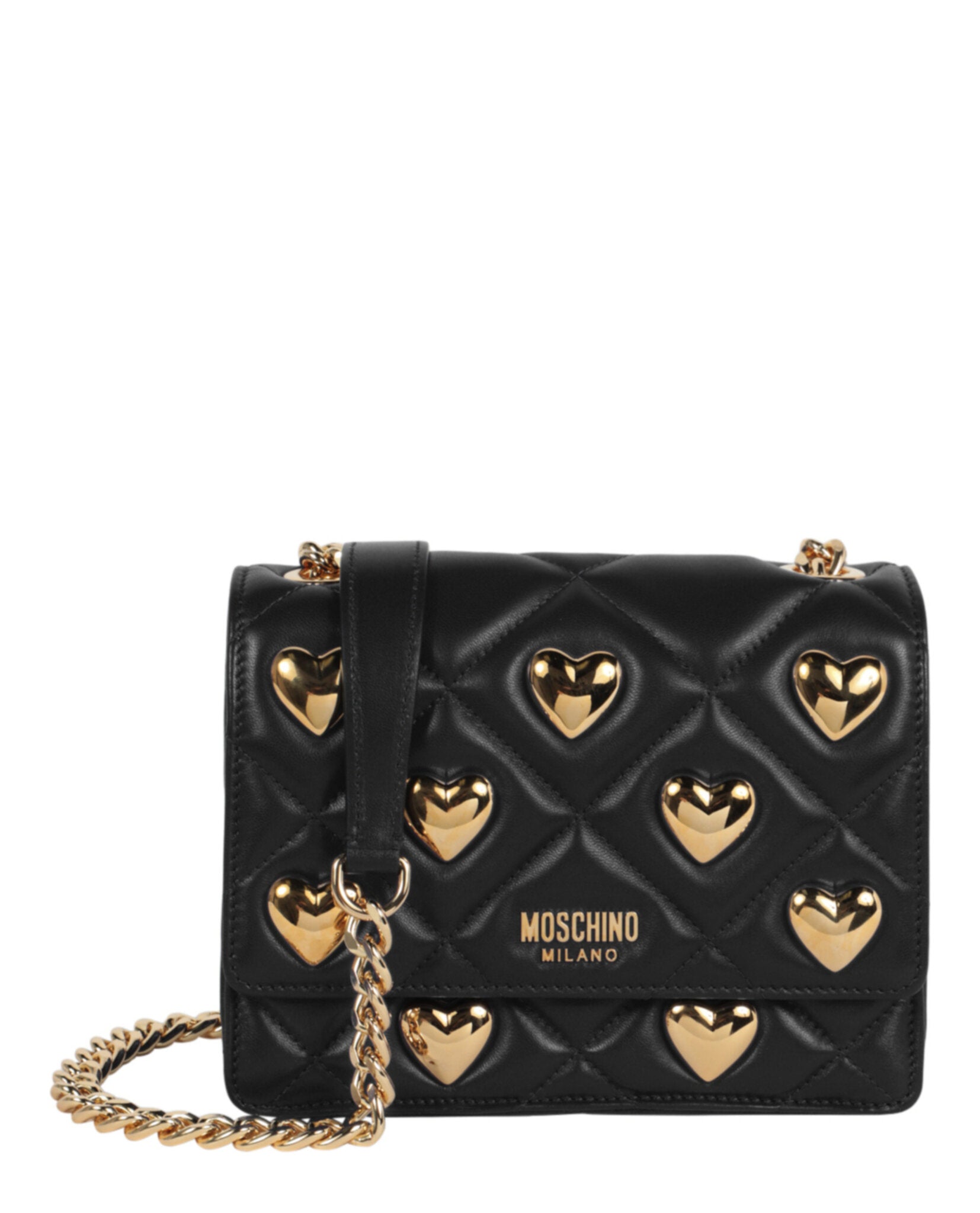 title:Heart Studs Quilted Crossbody Bag;color:Fantasy Print Black