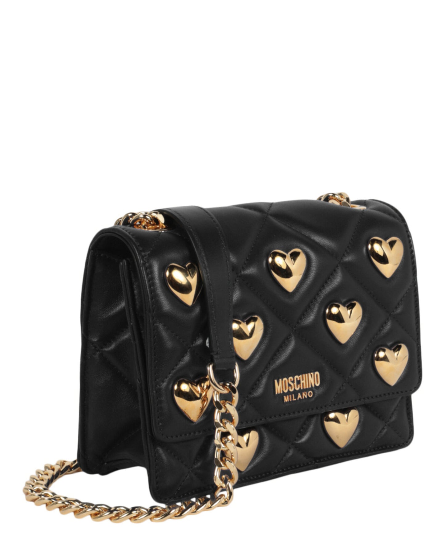 title:Heart Studs Quilted Crossbody Bag;color:Fantasy Print Black