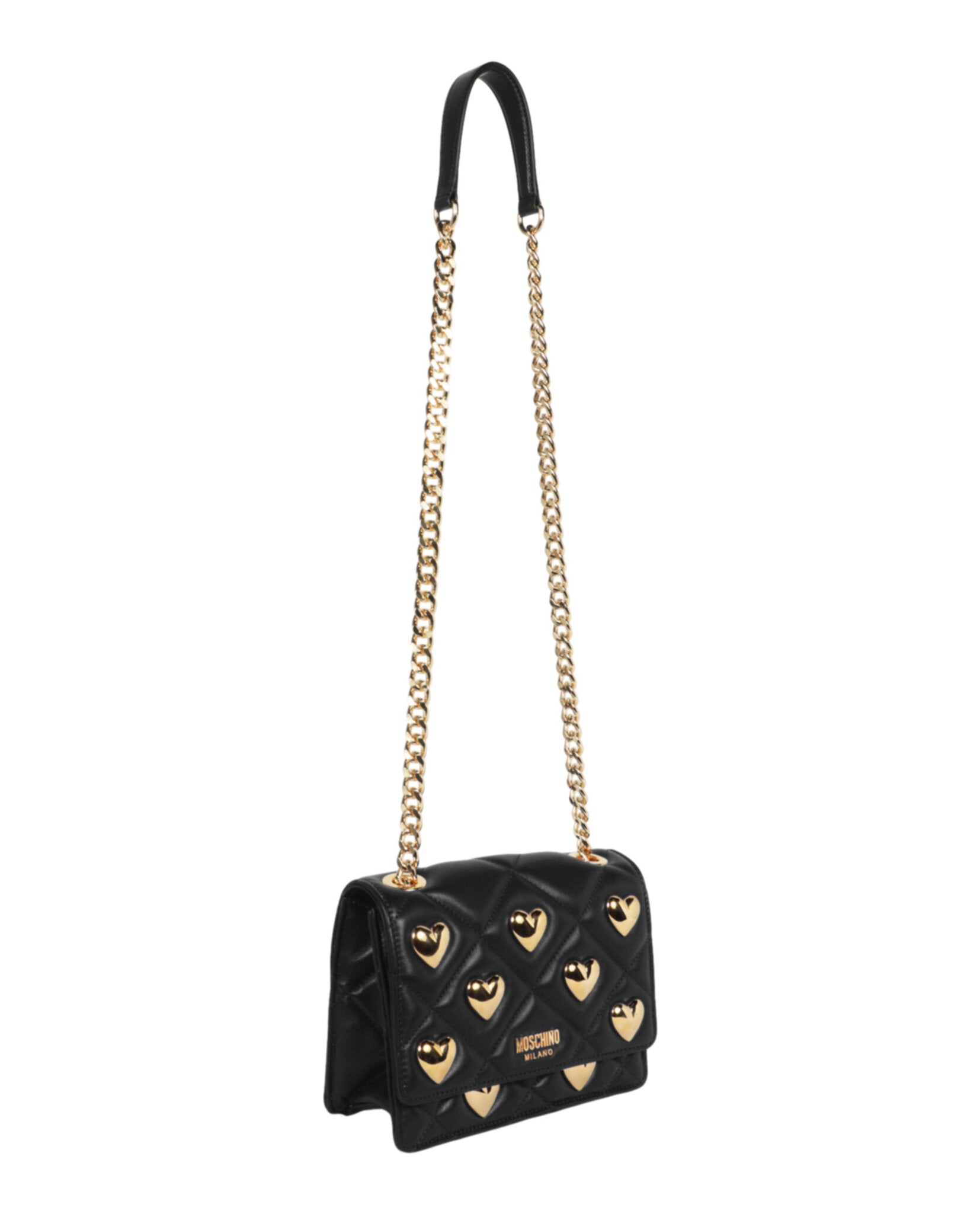 title:Heart Studs Quilted Crossbody Bag;color:Fantasy Print Black