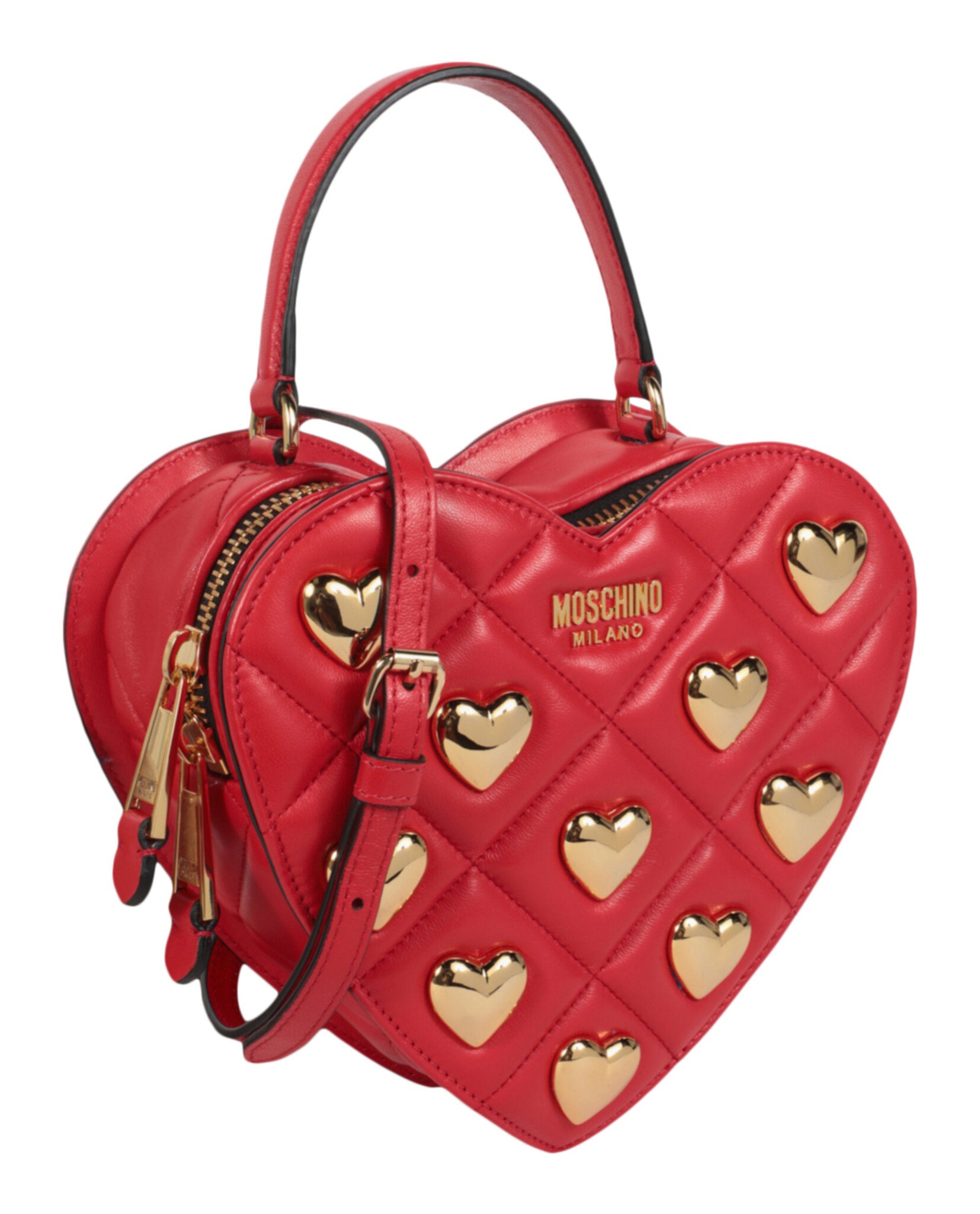 title:Heart Shaped Quilted Shoulder Bag;color:Red