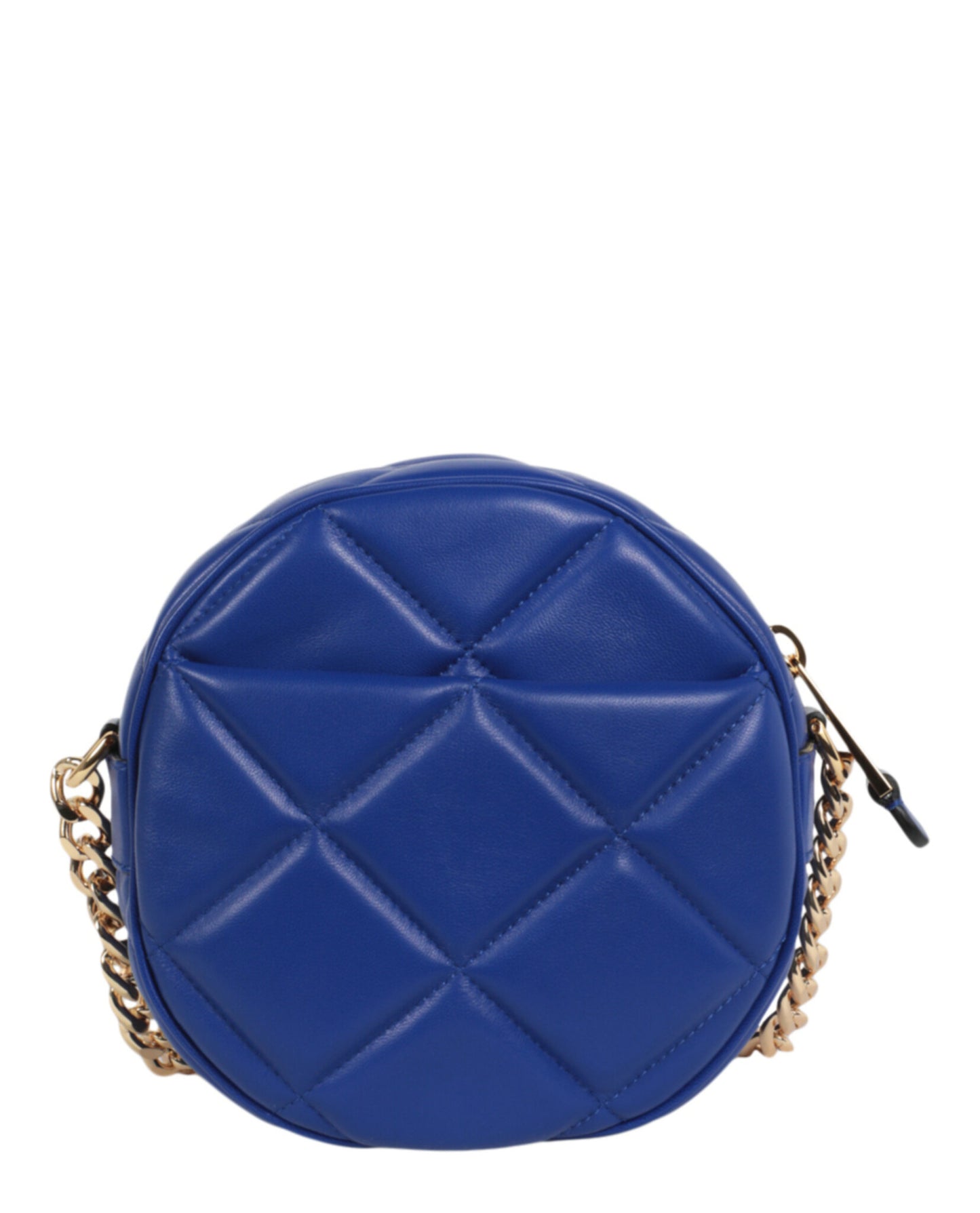 title:Moschino Heart Studs Quilted Shoulder Bag;color:Blue Round