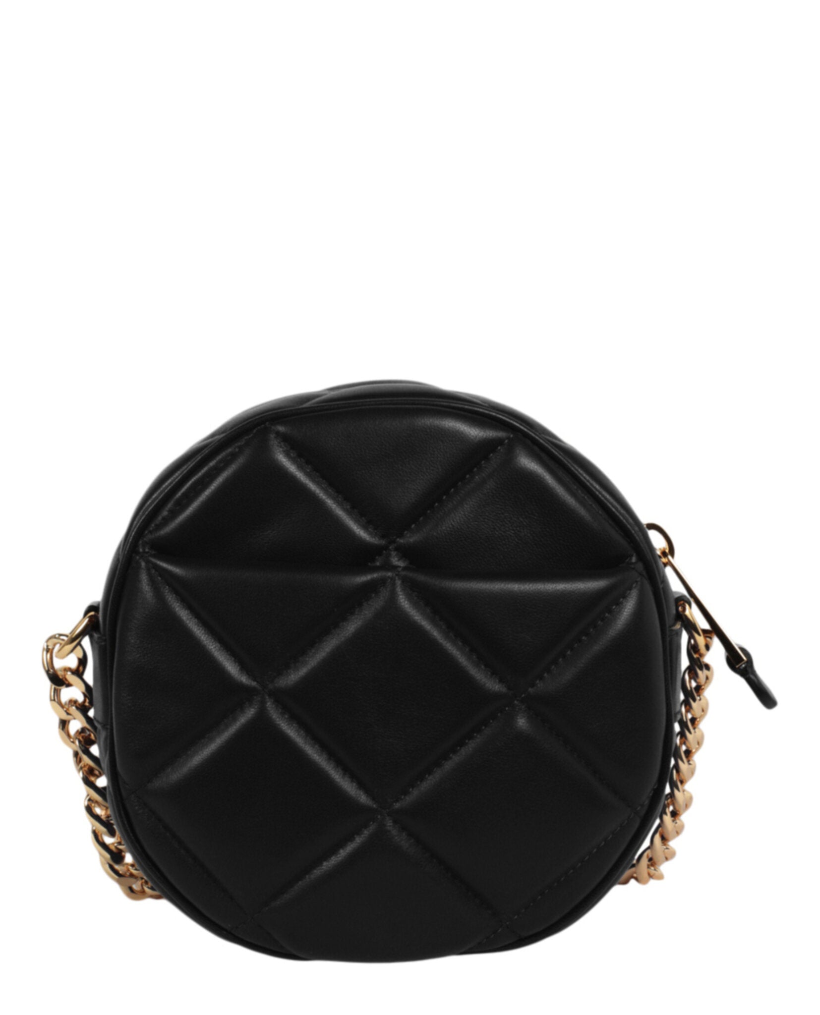 title:Moschino Heart Studs Quilted Shoulder Bag;color:Fantasy Print Black Round