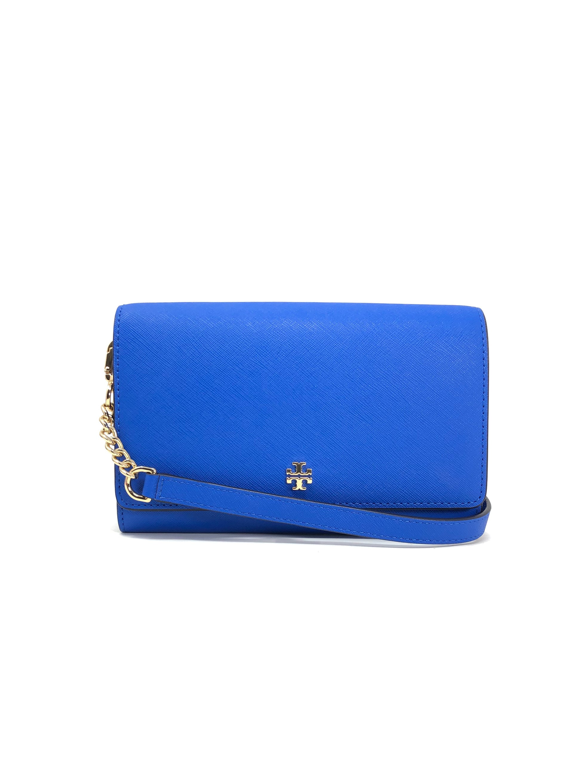 title:Tory Burch Bondi Blue Emerson Chain Wallet;color:Bondi Blue